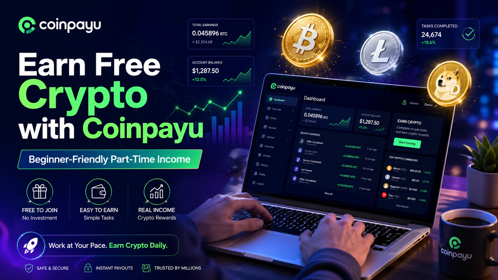 earn free crypto with coinpayu
